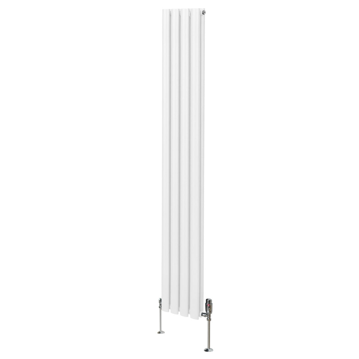 Radiador De Columna Ovalada Vertical Blanco 180cm x 24cm & Válvulas Cromadas TRV