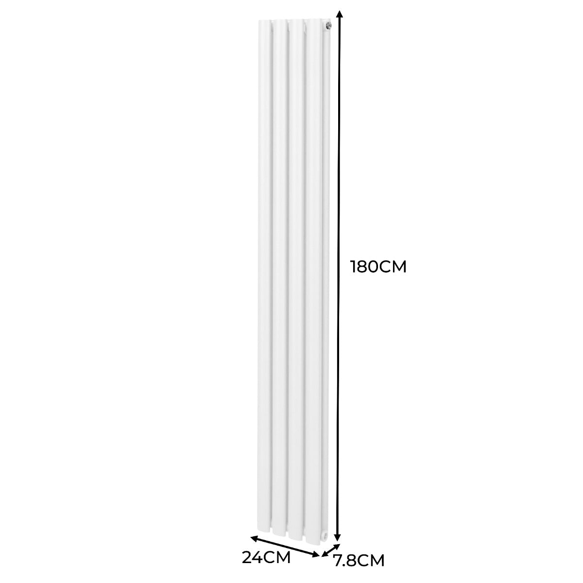 Radiador De Columna Ovalada Vertical Blanco 180cm x 24cm & Válvulas Cromadas TRV