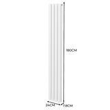 Radiador De Columna Ovalada Vertical Blanco 180cm x 24cm & Válvulas Cromadas TRV