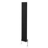 Radiador De Columna Ovalada - 1800mm x 240mm - Negro & Válvulas Cromadas TRV