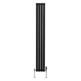 Radiador De Columna Ovalada - 1800mm x 240mm - Negro & Válvulas Cromadas TRV