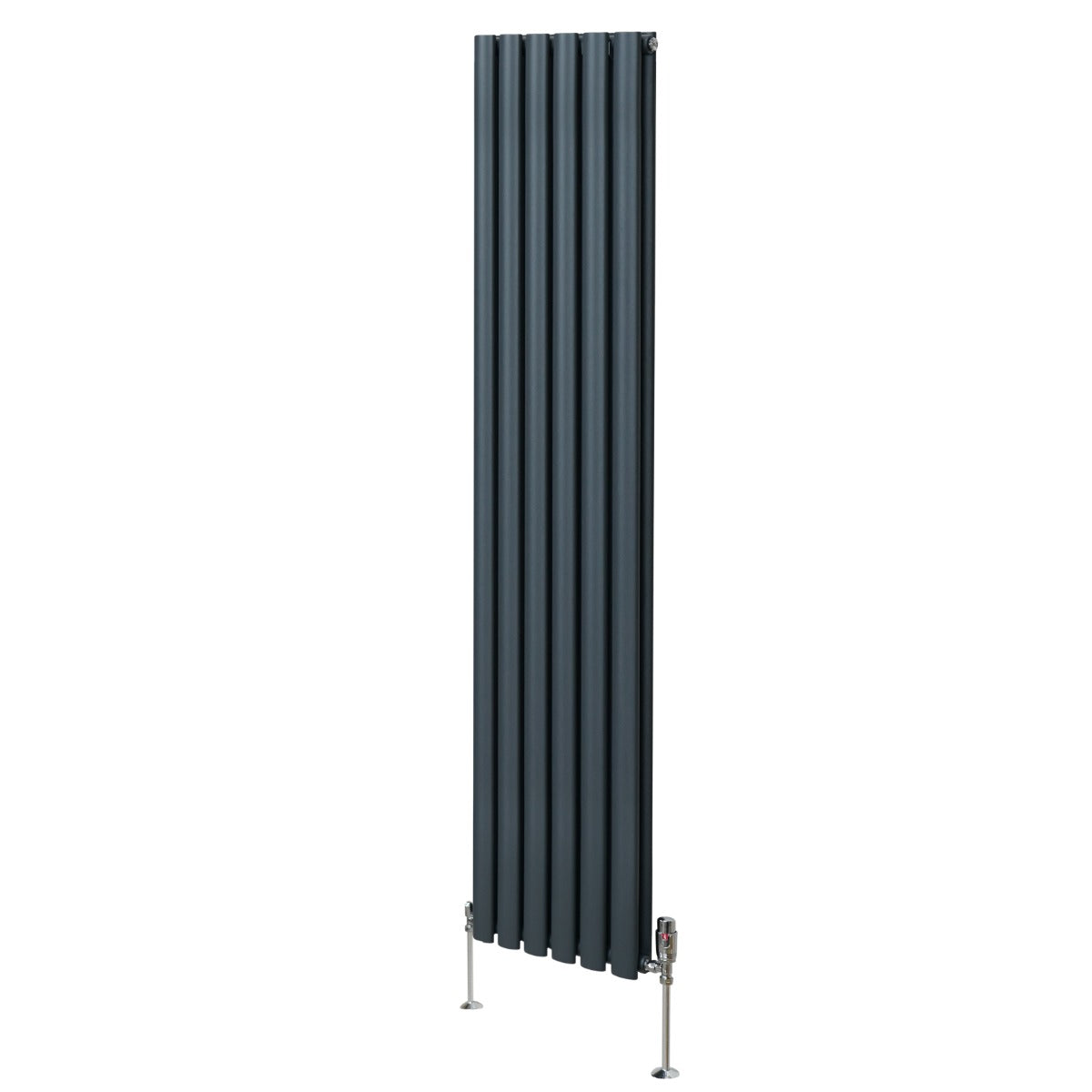 Radiador De Columna Ovalada - 1800mm x 360mm - Gris Antracita & Válvulas Cromadas TRV