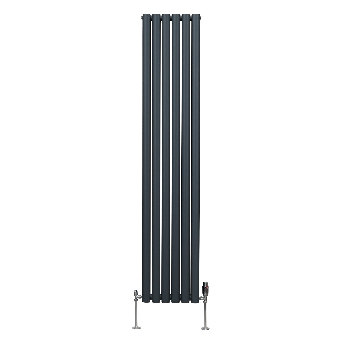 Radiador De Columna Ovalada - 1800mm x 360mm - Gris Antracita & Válvulas Cromadas TRV