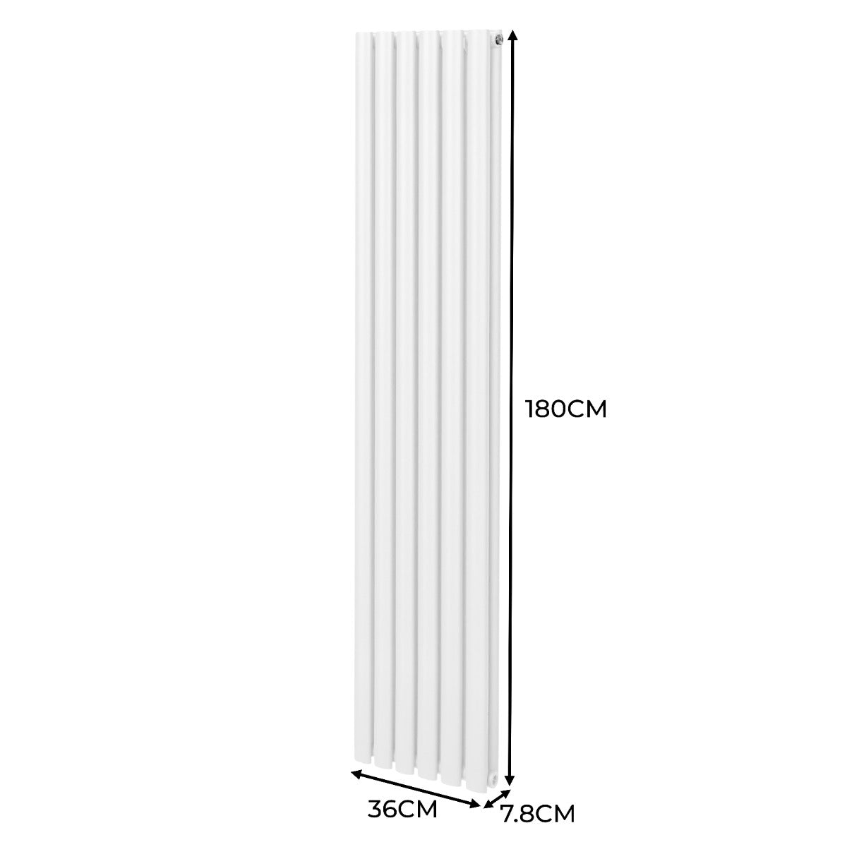 Radiador De Columna Ovalada - 1800mm x 360mm - Blanco & Válvulas Cromadas TRV