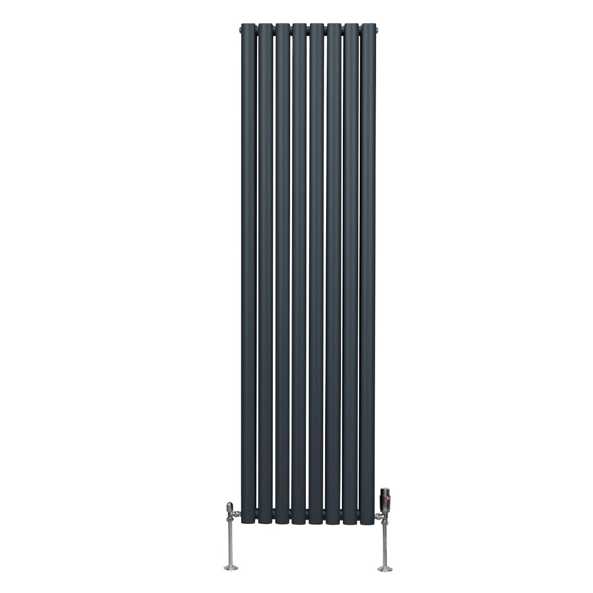 Radiador De Columna Ovalada - 1800mm x 480mm - Gris Antracita & Válvulas Cromadas TRV