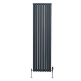 Radiador De Columna Ovalada - 1800mm x 480mm - Gris Antracita & Válvulas Cromadas TRV