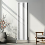 Radiador De Columna Ovalada - 1800mm x 480mm - Blanco & Válvulas Cromadas TRV