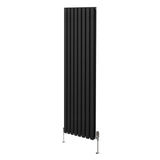 Radiador De Columna Ovalada - 1800mm x 480mm - Negro & Válvulas Cromadas TRV