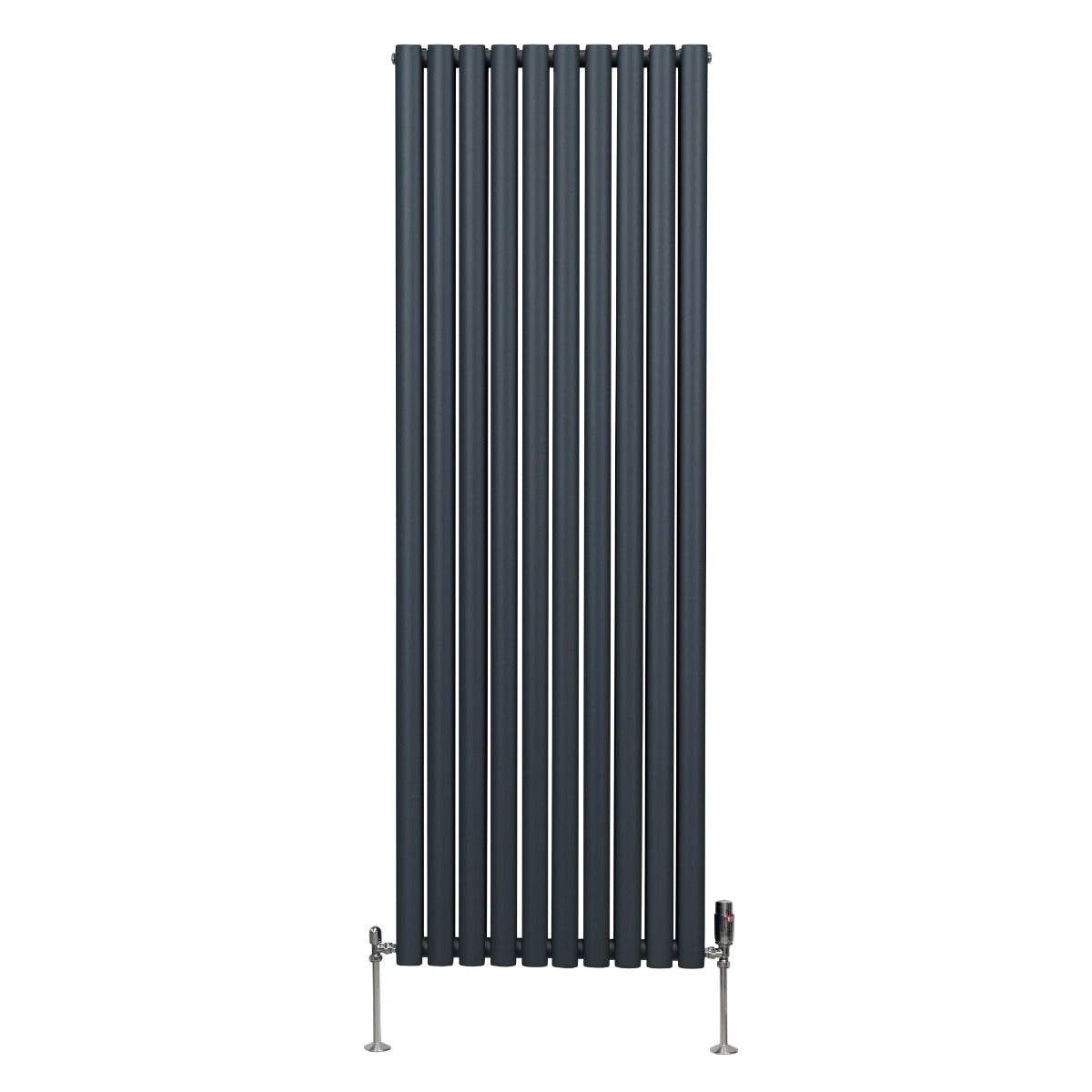 Radiador De Columna Ovalada - 1800mm x 600mm - Gris Antracita& Válvulas Cromadas TRV