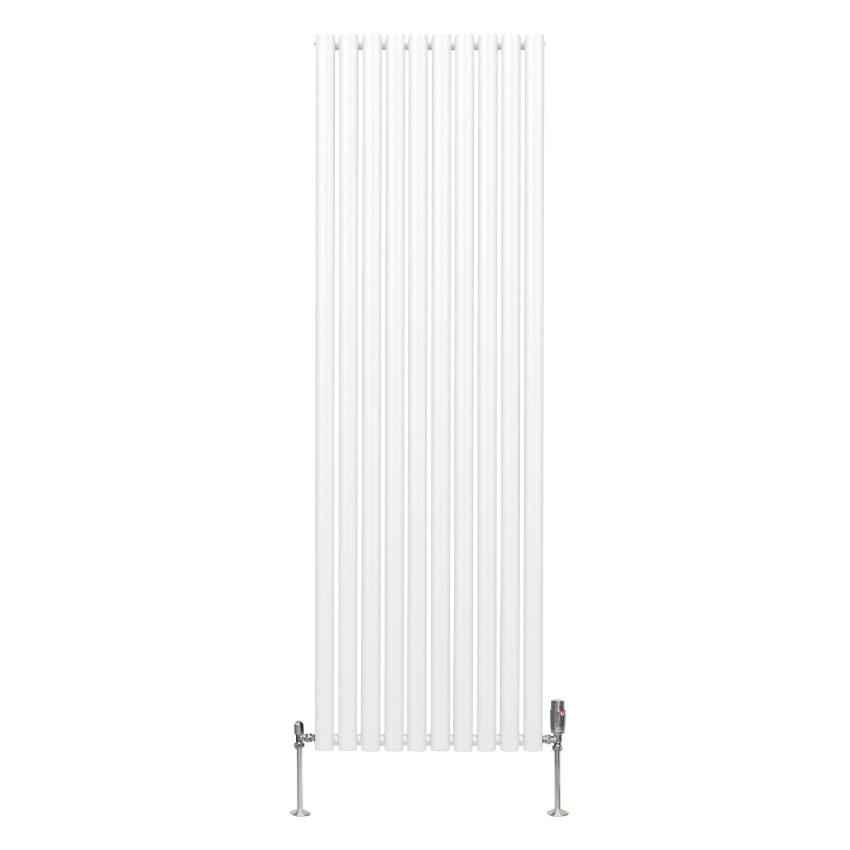 Radiador De Columna Ovalada - 1800mm x 600mm - Blanco& Válvulas Cromadas TRV