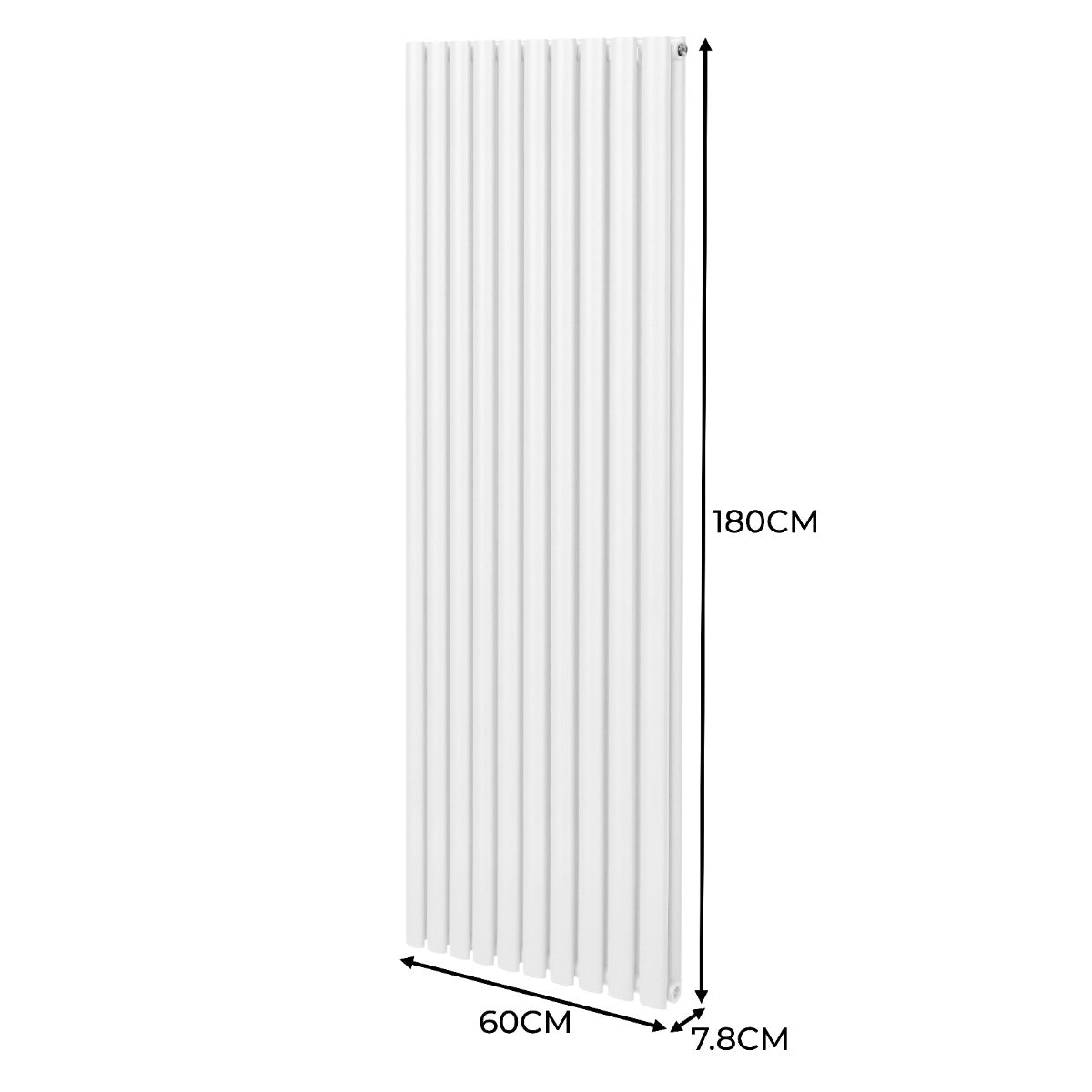 Radiador De Columna Ovalada - 1800mm x 600mm - Blanco& Válvulas Cromadas TRV