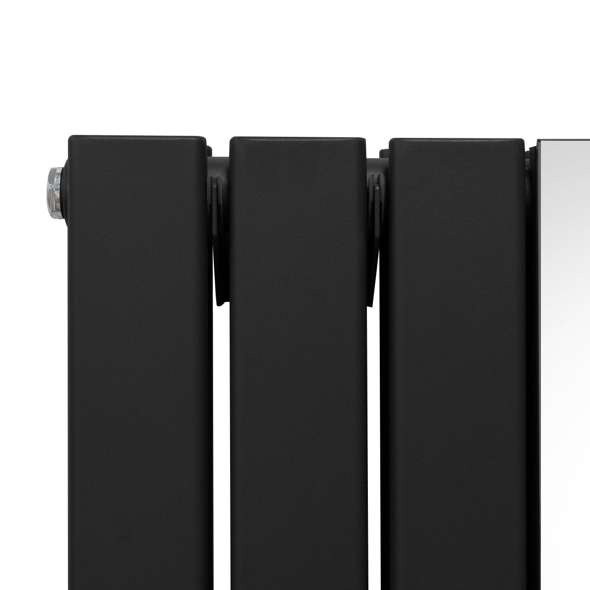 Radiador Plano con Espejo y Válvulas Cromadas TVR - 1800 mm x 425 mm - Negro