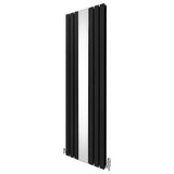 Radiador Plano con Espejo y Válvulas Cromadas TVR - 1800 mm x 565 mm - Negro