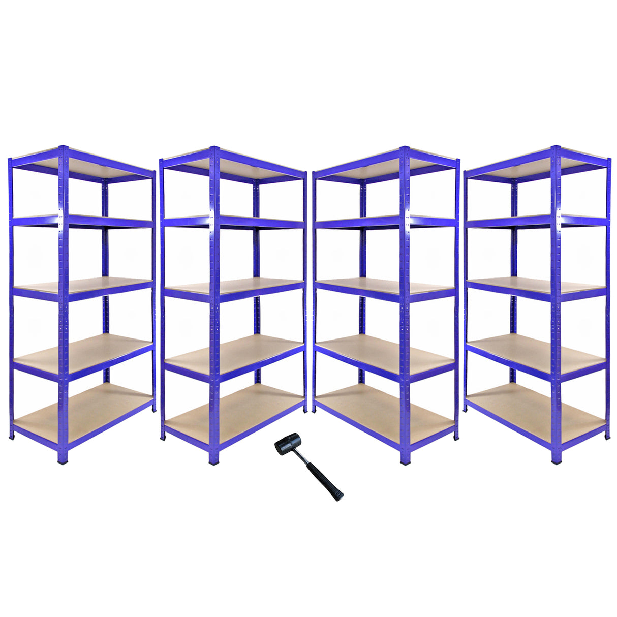 Monster Racking - 1 Estantería Esquinera y 4 Estanterías T-Rax De Acero Sin Tornillos Azules 90cm x 45cm x 180cm