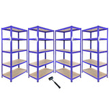 Monster Racking - 1 Estantería Esquinera y 4 Estanterías T-Rax De Acero Sin Tornillos Azules 90cm x 45cm x 180cm