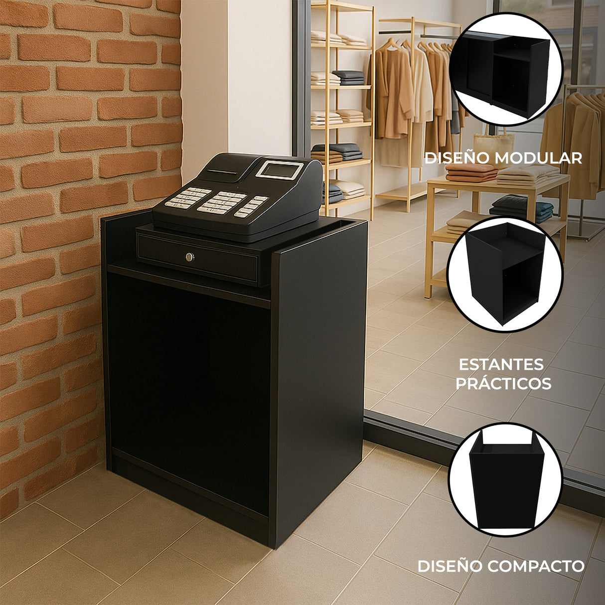 Mostrador para Caja Registradora TB60 – Negro