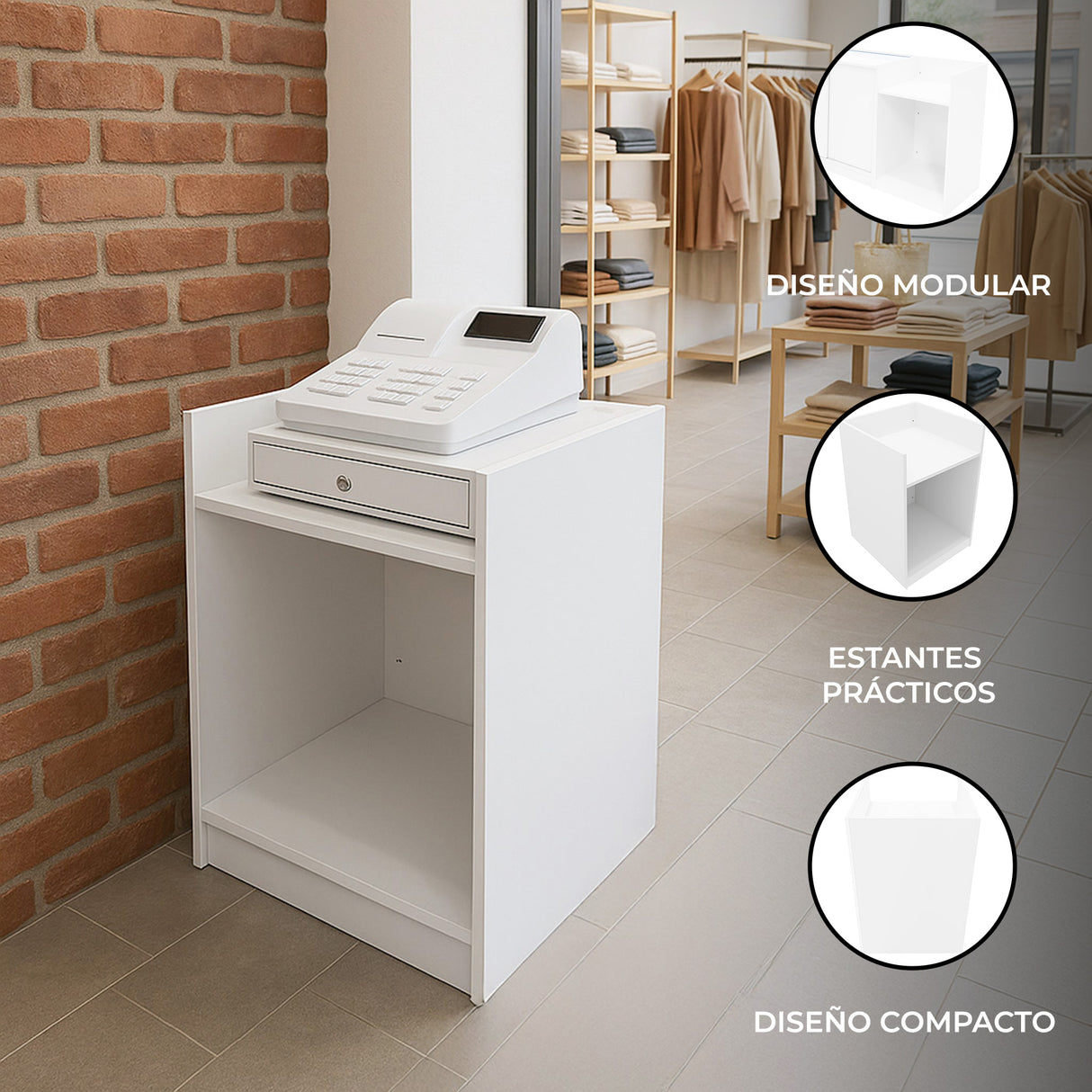 Mostrador para Caja Registradora TB60 – Blanco