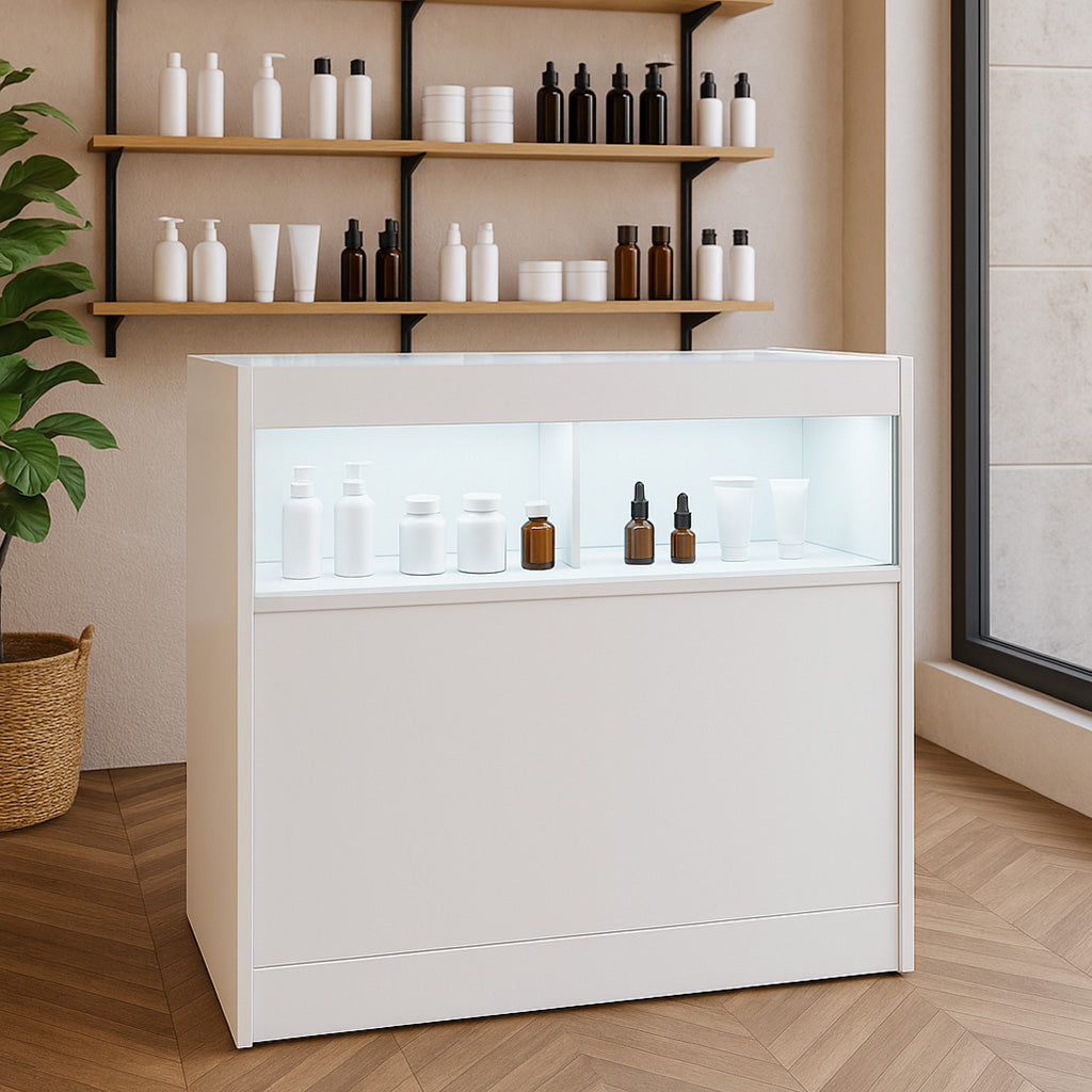 Mostrador Comercial con Luz LED B900 – Blanco