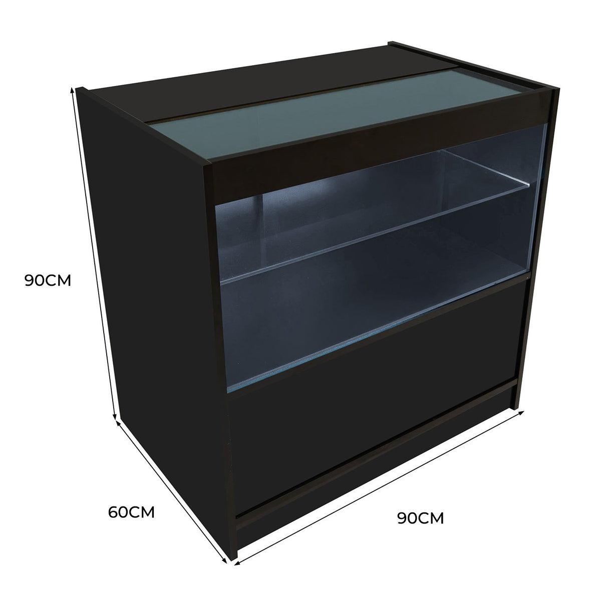 Mostrador Comercial con Luz LED C900 – Negro