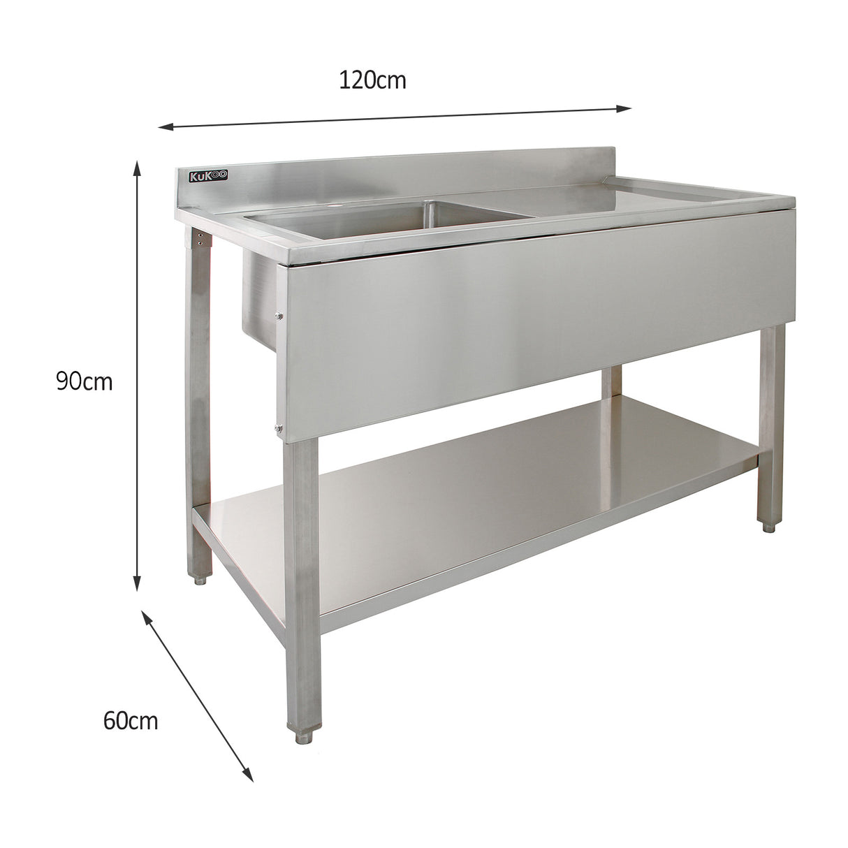 KuKoo Fregadero de Cocina de Acero Inoxidable – Escurridor a la Derecha