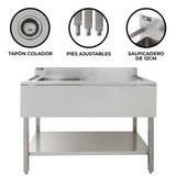 KuKoo Fregadero de Cocina de Acero Inoxidable – Escurridor a la Derecha