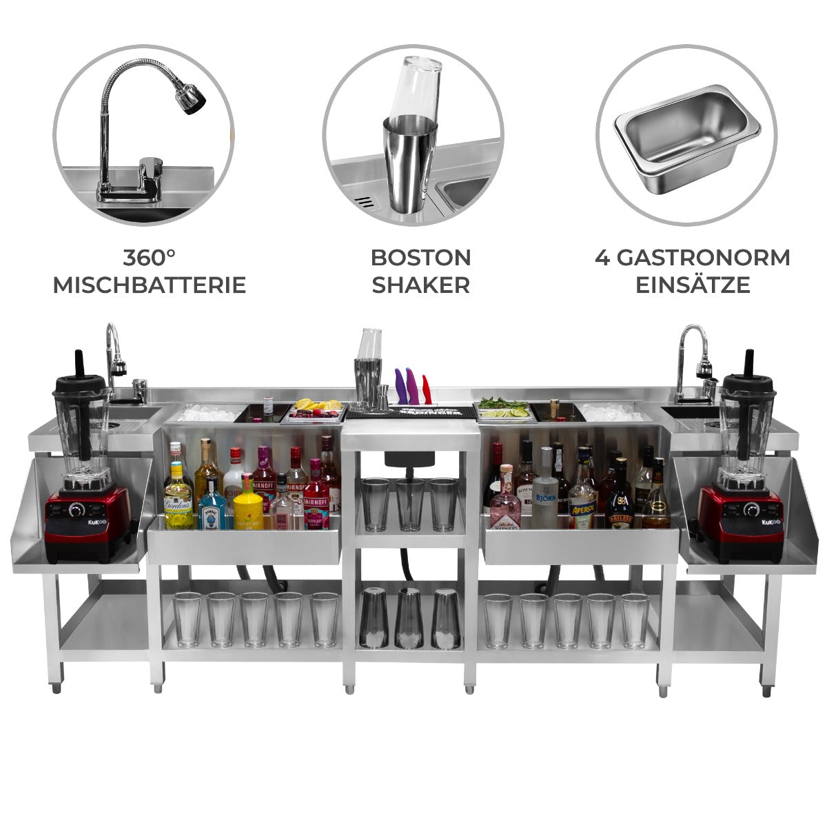 Estación de Coctelería Doble Compacta