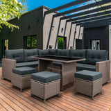 Set Muebles de Jardin Esquinero de Ratán - Gris