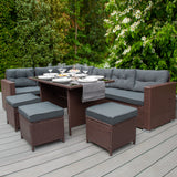 Set Muebles de Jardin Esquinero de Ratán - Marrón