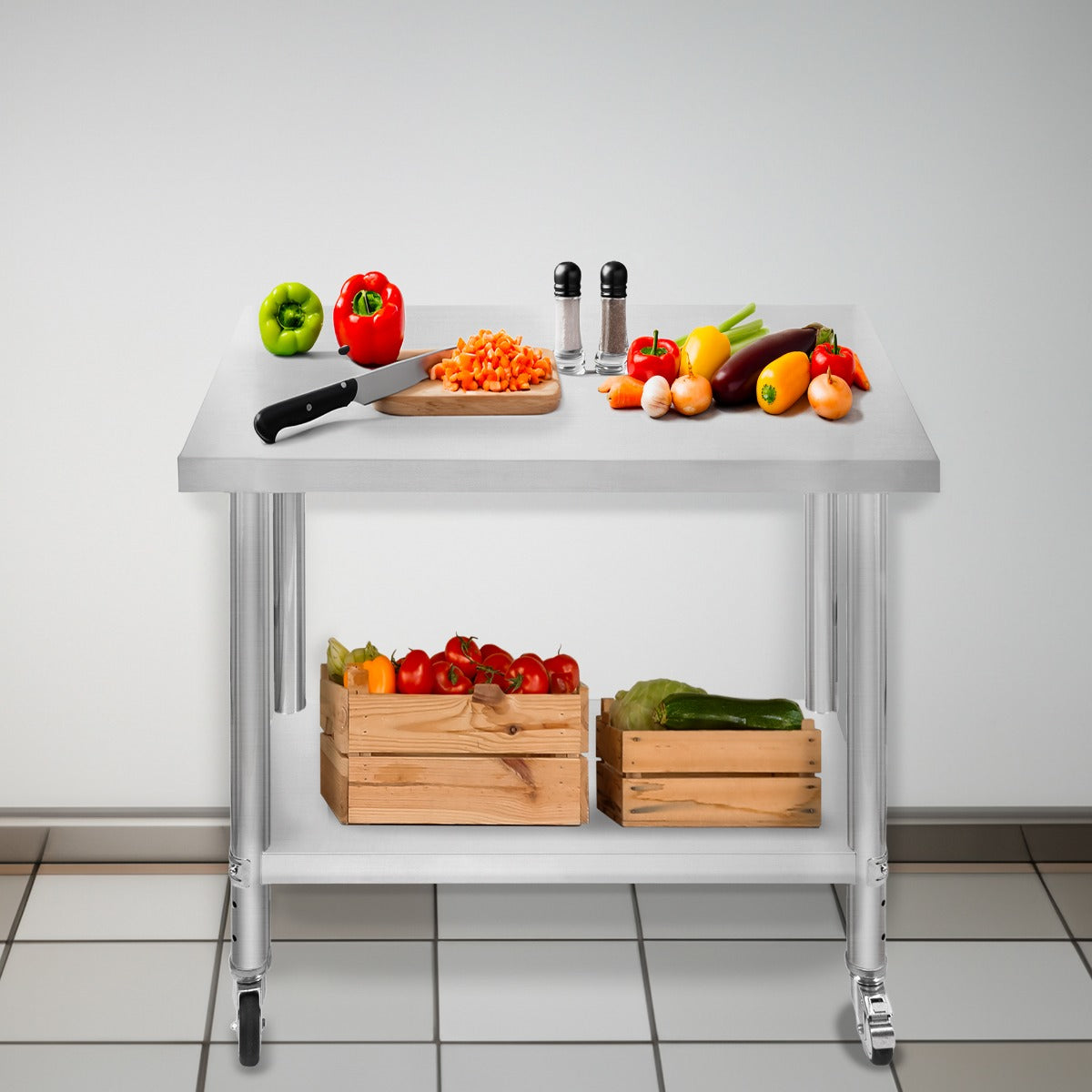 KuKoo Mesa de Trabajo de Cocina – 60cm x 90cm x 86cm