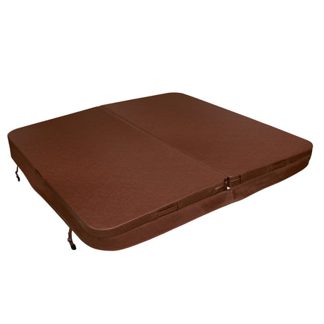 Cubierta marrón para jacuzzi de 2,1m x 2,1m, con textura suave y resistente, ideal para proteger y mantener el agua limpia