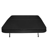 Cubierta negra para jacuzzi de 2,1m x 2,1m, con textura suave y diseño rectangular, ideal para proteger y mantener el agua limpia