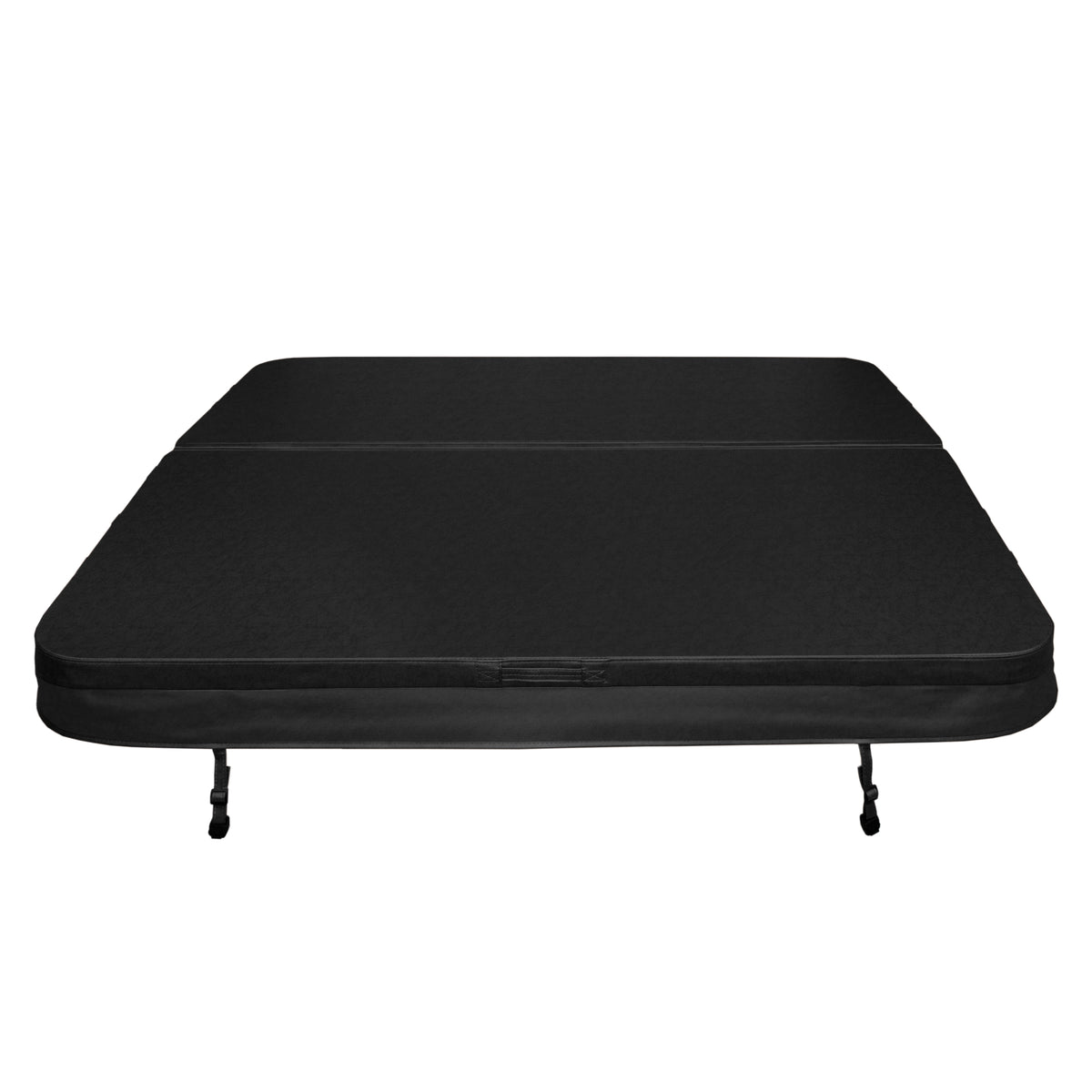 Cubierta negra para jacuzzi de 2,2m x 2,2m, con textura suave y resistente, diseñada para proteger y mantener el agua limpia