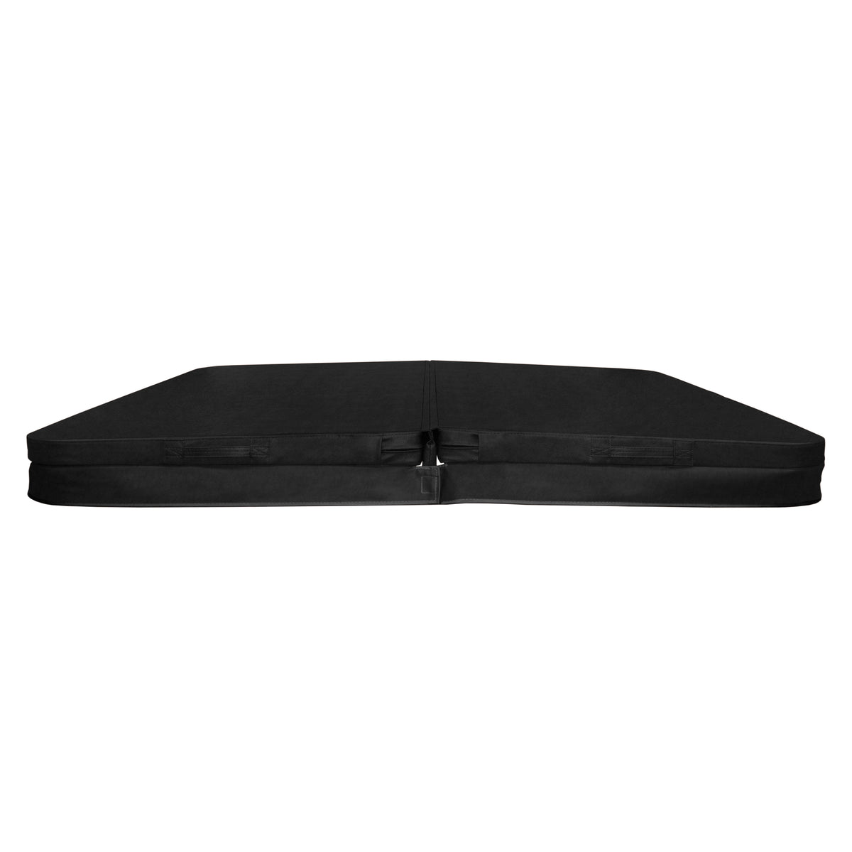 Cubierta negra para jacuzzi de 2,2m x 2,2m, con textura suave y diseño rectangular, ideal para proteger y mantener el agua limpia