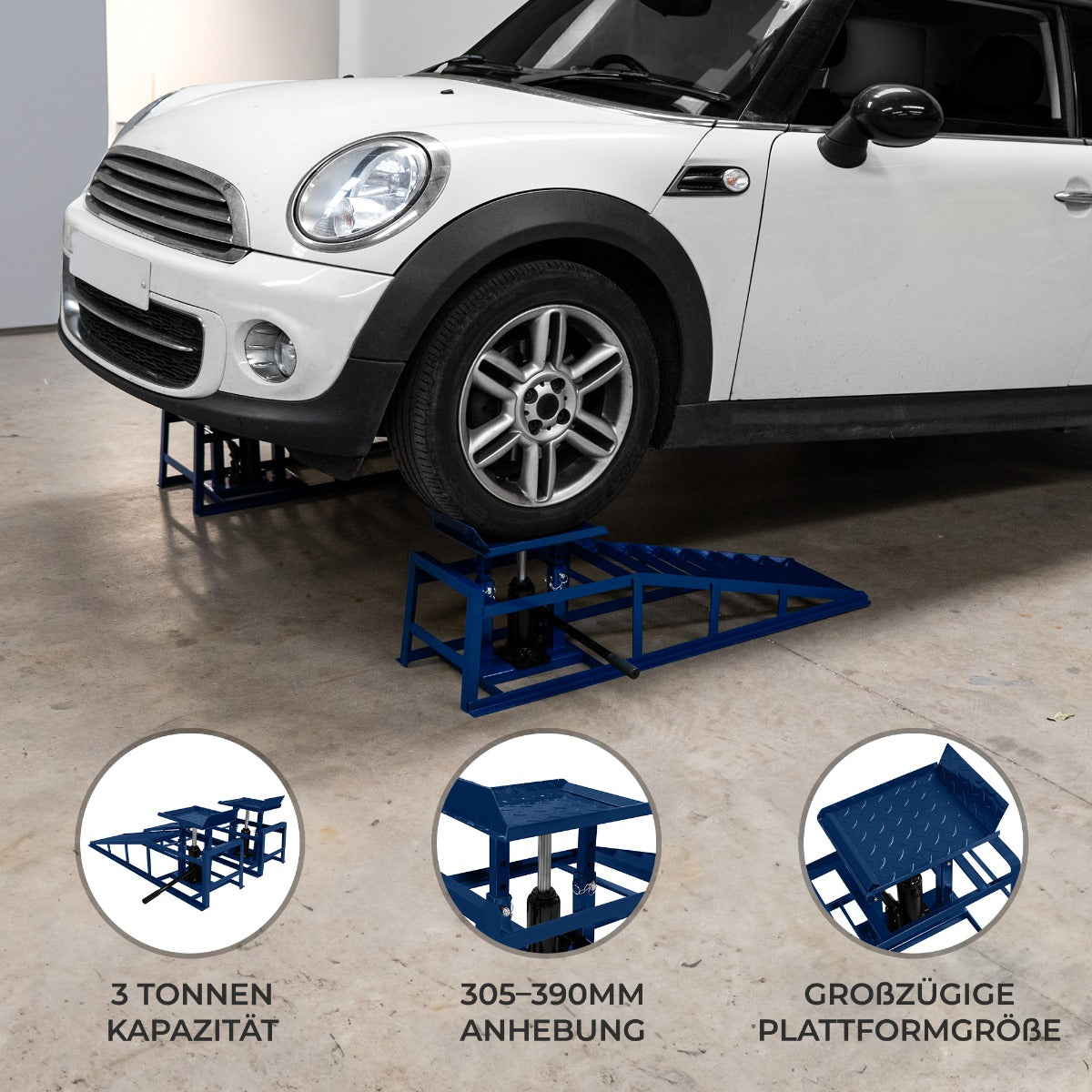 2 Rampas Hidráulicas para Automóviles - 3 Toneladas Capacidad Combinada