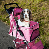 Cochecito para Mascotas con Cubierta de lluvia - Rosa