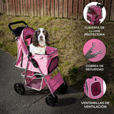 Cochecito para Mascotas con Cubierta de lluvia - Rosa