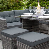 Set Muebles de Jardin Esquinero de Ratán - Gris