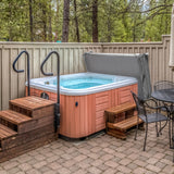 Cubierta gris de 2m x 2m para jacuzzi, con textura resistente, ajustada y diseñada para proteger el jacuzzi de las inclemencias del tiempo