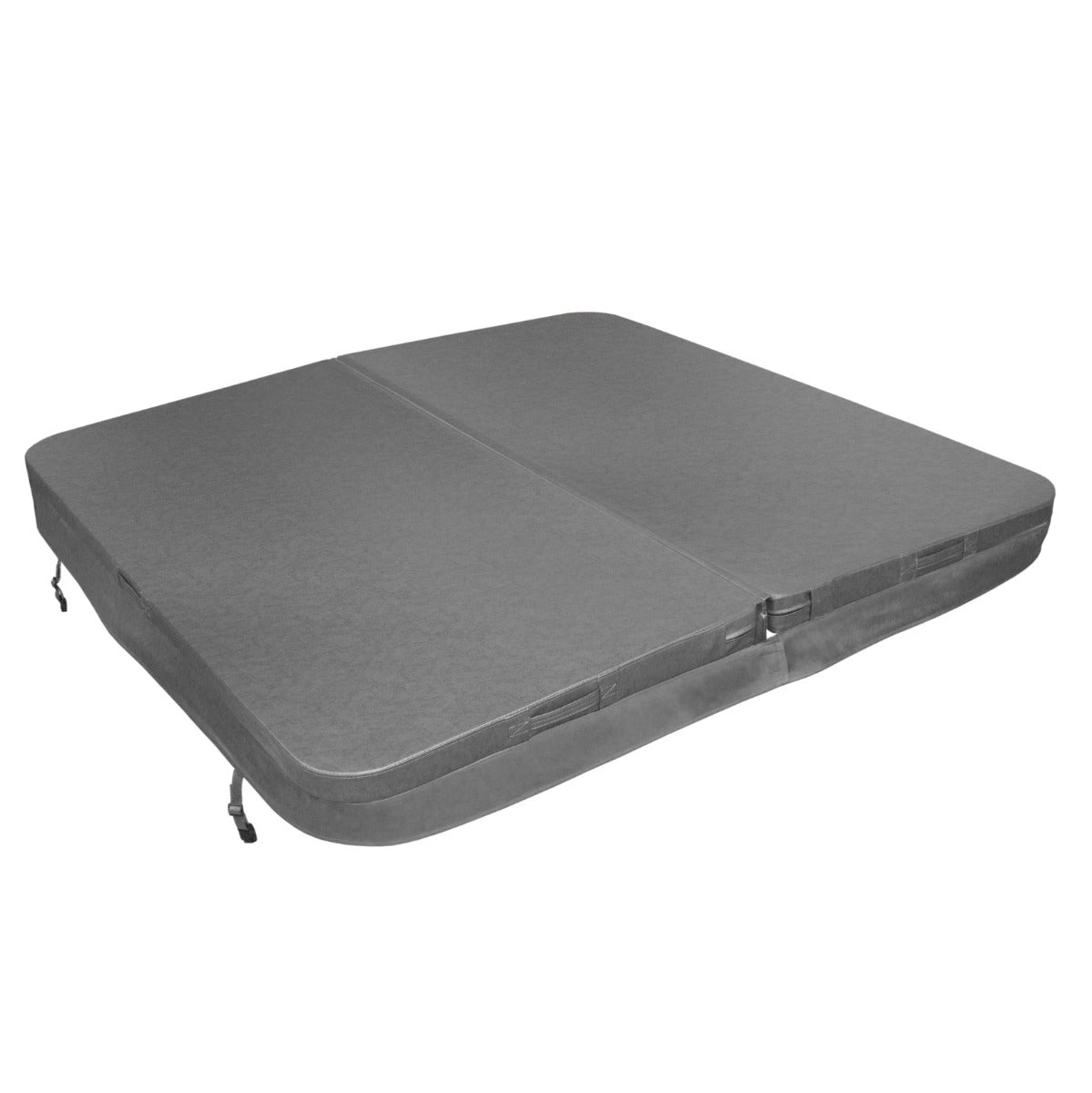 Cubierta gris para jacuzzi de 2,1m x 2,1m, con textura suave y resistente, ideal para proteger y mantener el agua limpia