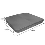 Cubierta gris para jacuzzi de 2,1m x 2,1m, con textura suave y bordes reforzados, ideal para proteger el jacuzzi de elementos externos