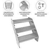 Escalera Galvanizada Ajustable de 3 Escalones– 600mm de Ancho