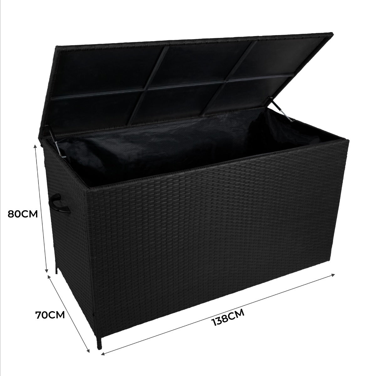 Caja de Almacenamiento para Exterior de Ratán - Negro