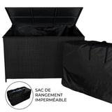 Caja de Almacenamiento para Exterior de Ratán - Negro