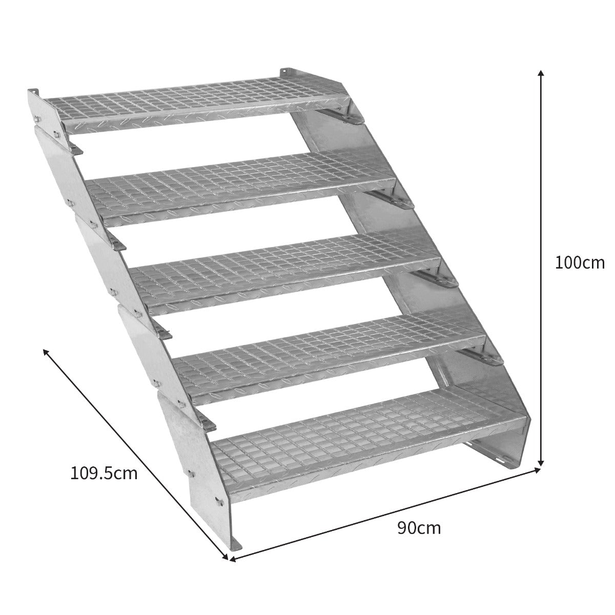 Escalera Galvanizada Ajustable de 5 Escalones– 900mm de Ancho