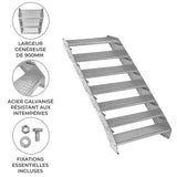 Escalera Galvanizada Ajustable de 7 Escalones– 900mm de Ancho