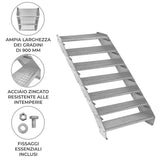 Escalera Galvanizada Ajustable de 7 Escalones– 900mm de Ancho