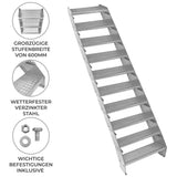 Escalera Galvanizada Ajustable de 10 Escalones– 600mm de Ancho