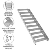 Escalera Galvanizada Ajustable de 10 Escalones– 900mm de Ancho