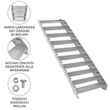 Escalera Galvanizada Ajustable de 10 Escalones– 900mm de Ancho