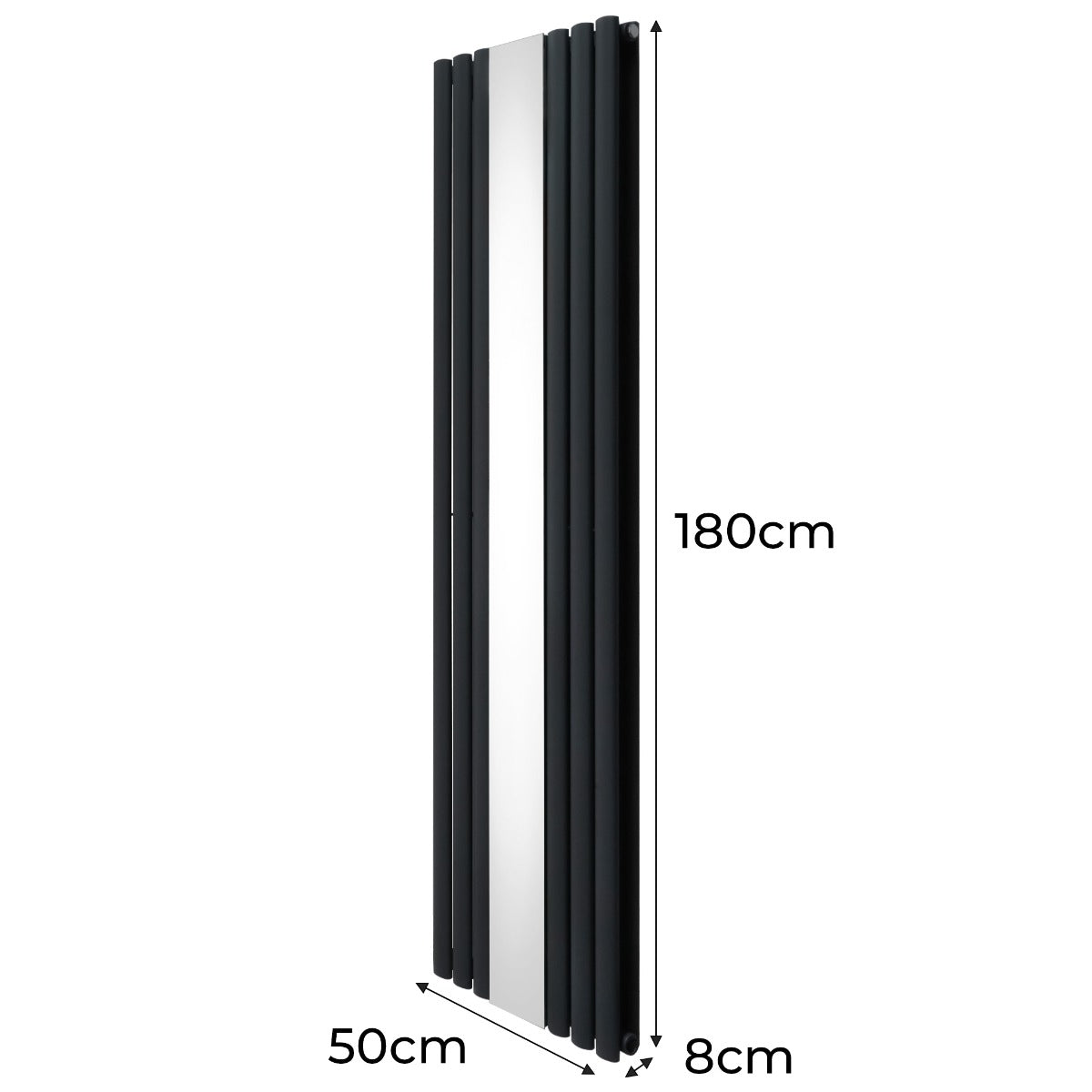 Radiador de Columna Ovalada con Espejo - 1800 mm x 500 mm - Gris Antracita